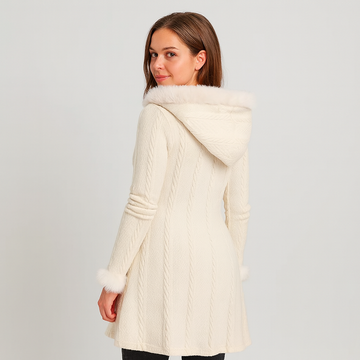 Selena | Manteau à capuche pour femmes avec patchwork à carreaux et boutons en corne