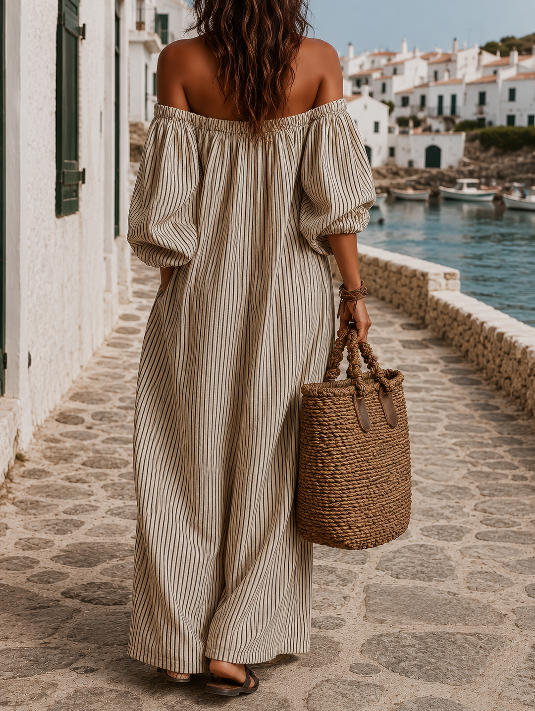 Malin| Robe maxi légère avec manches longues