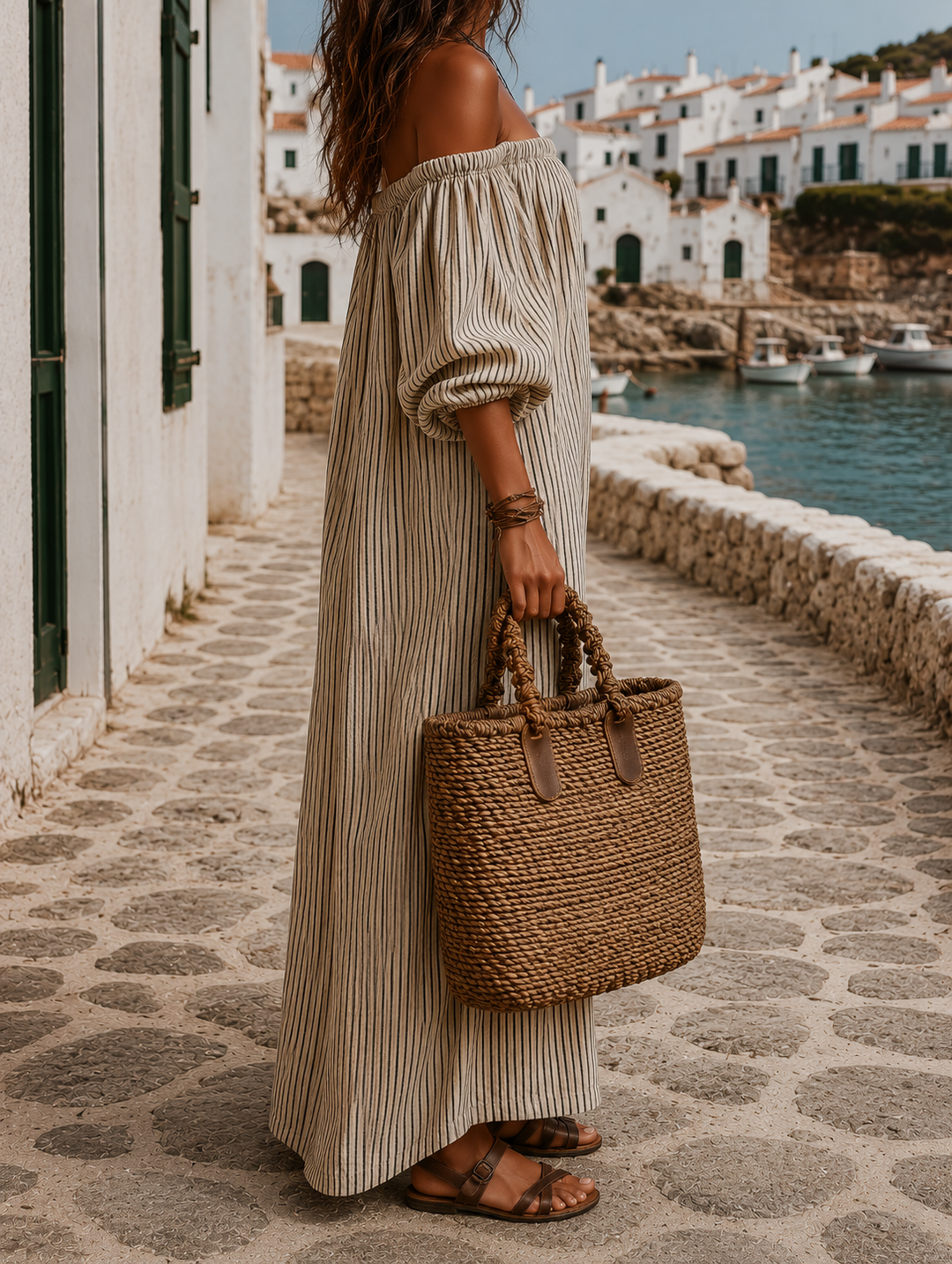 Malin| Robe maxi légère avec manches longues