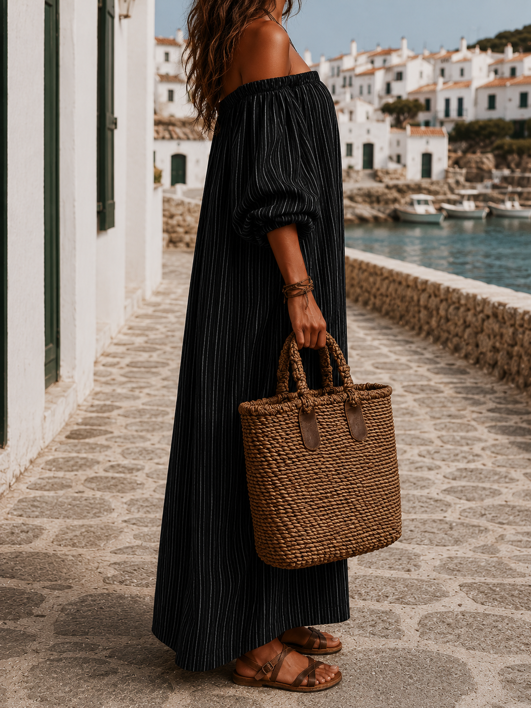 Malin| Robe maxi légère avec manches longues