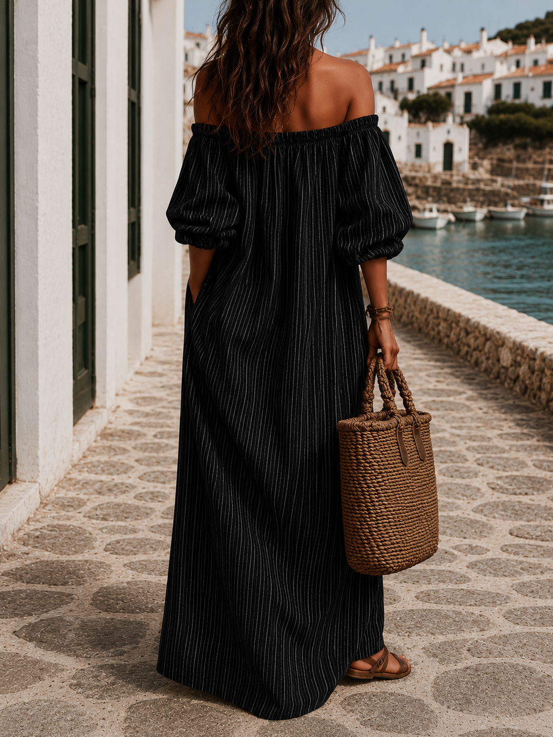 Malin| Robe maxi légère avec manches longues
