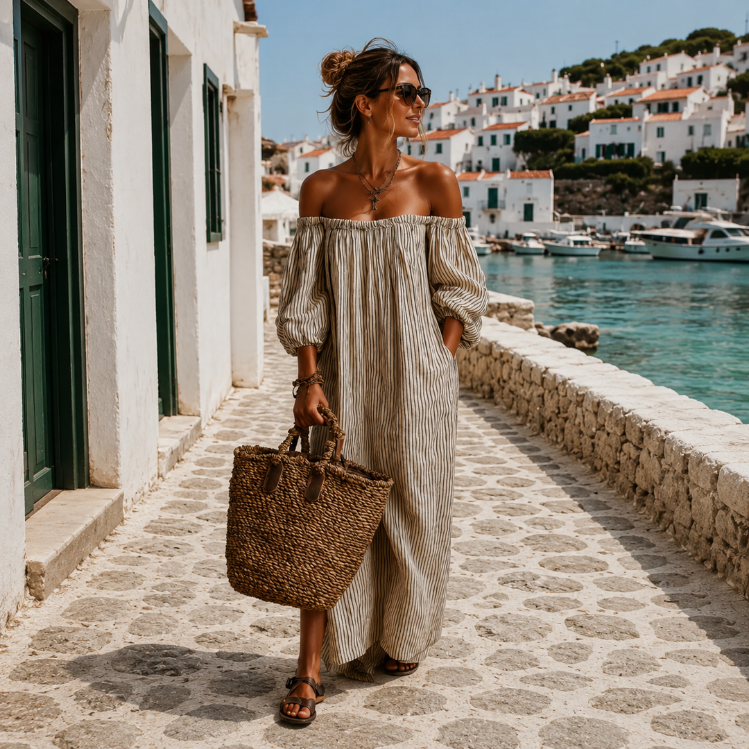 Malin| Robe maxi légère avec manches longues