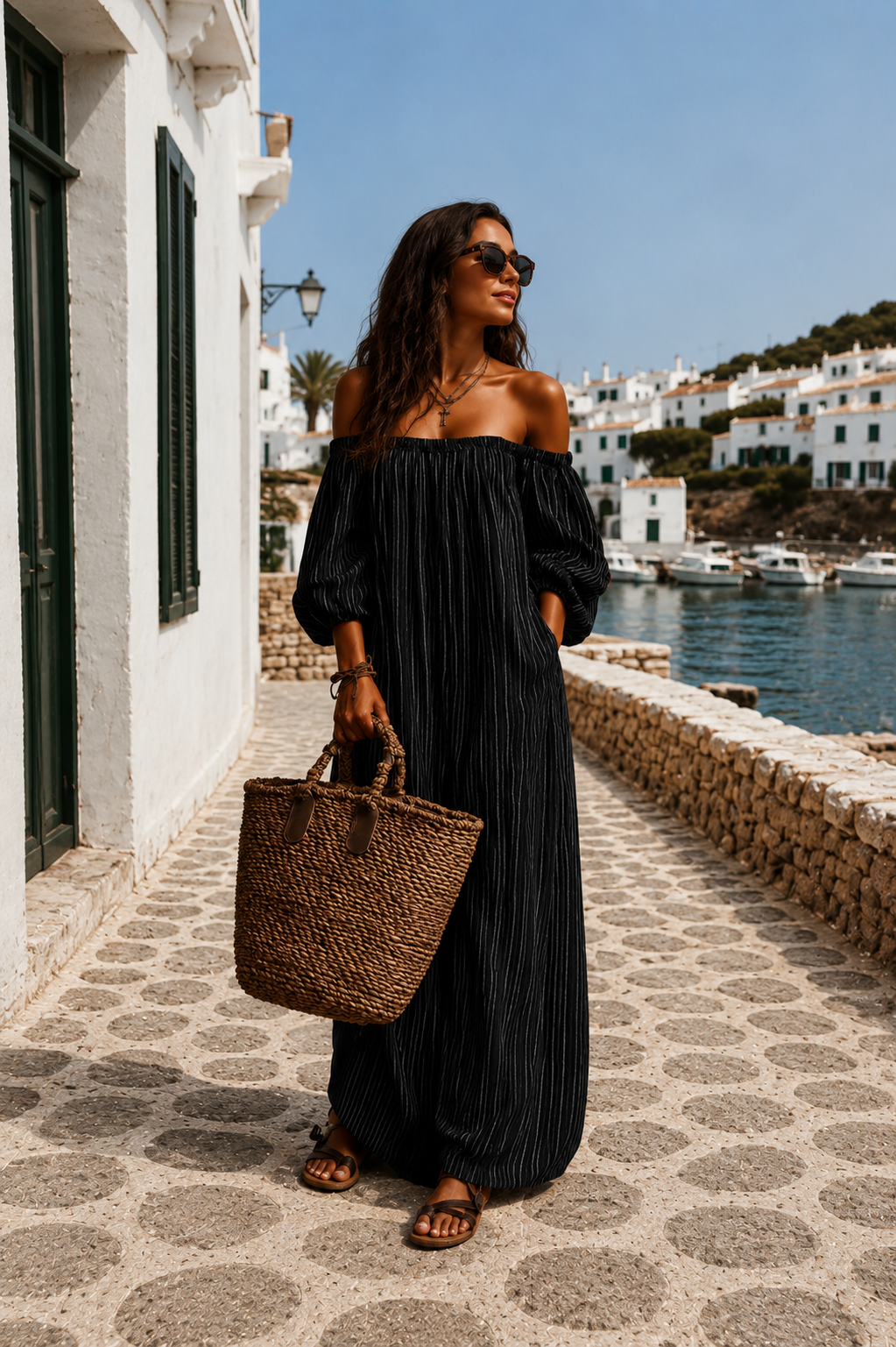 Malin| Robe maxi légère avec manches longues