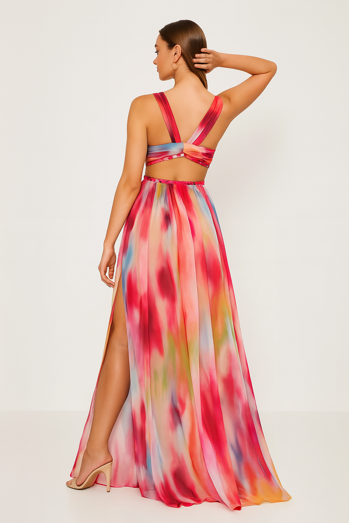 Marla | Robe maxi avec impression artistique élégante