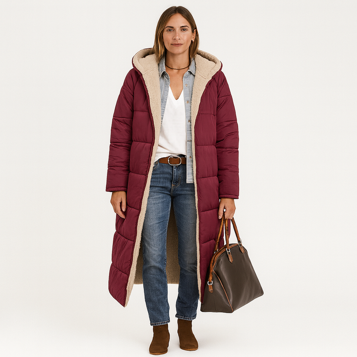 Amara | Manteau d'hiver réversible avec capuche douillette pour femmes
