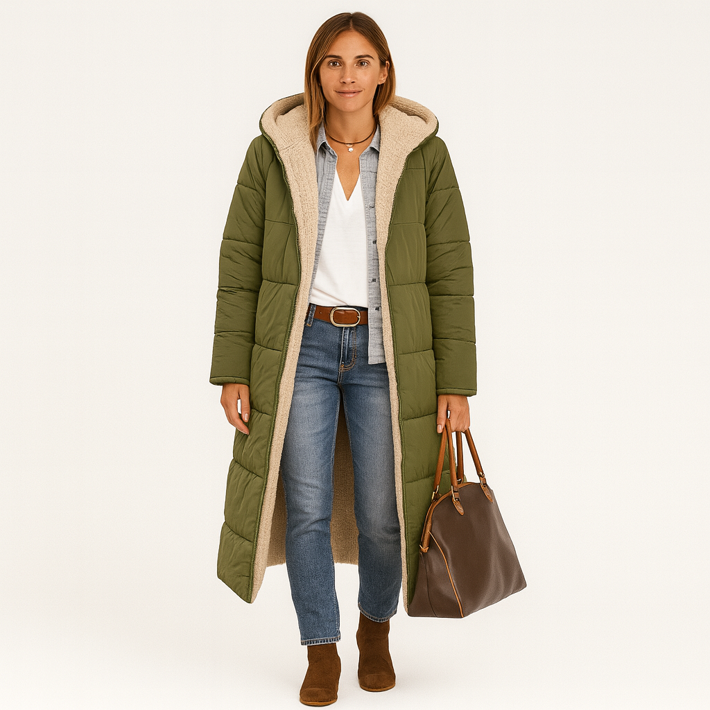 Amara | Manteau d'hiver réversible avec capuche douillette pour femmes