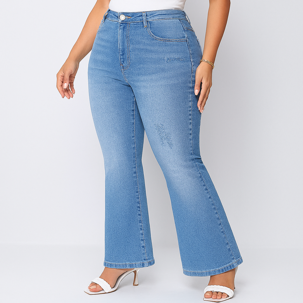 Marie – Jean pour femmes taille haute et évasé – Coupe classique en denim extensible