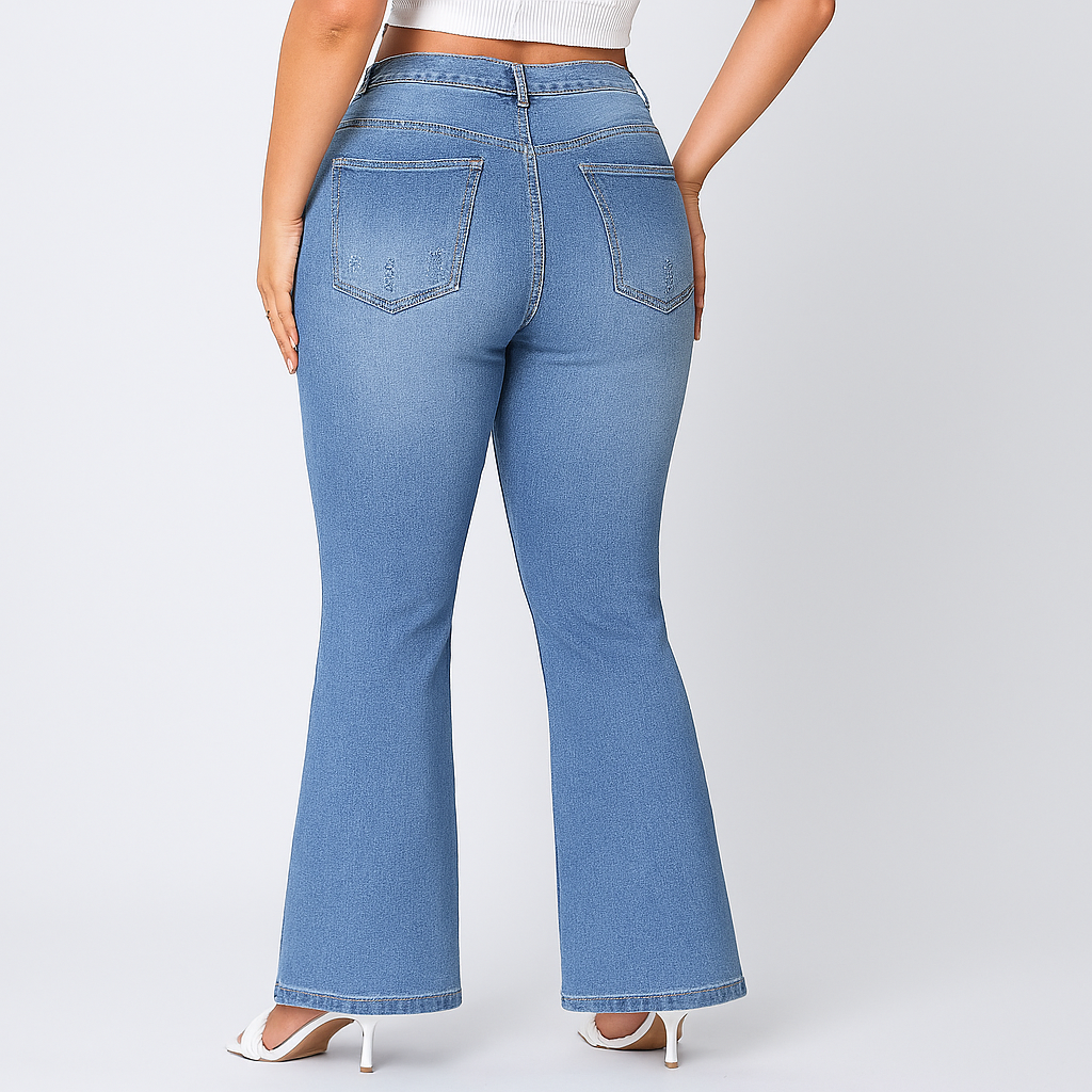 Marie – Jean pour femmes taille haute et évasé – Coupe classique en denim extensible
