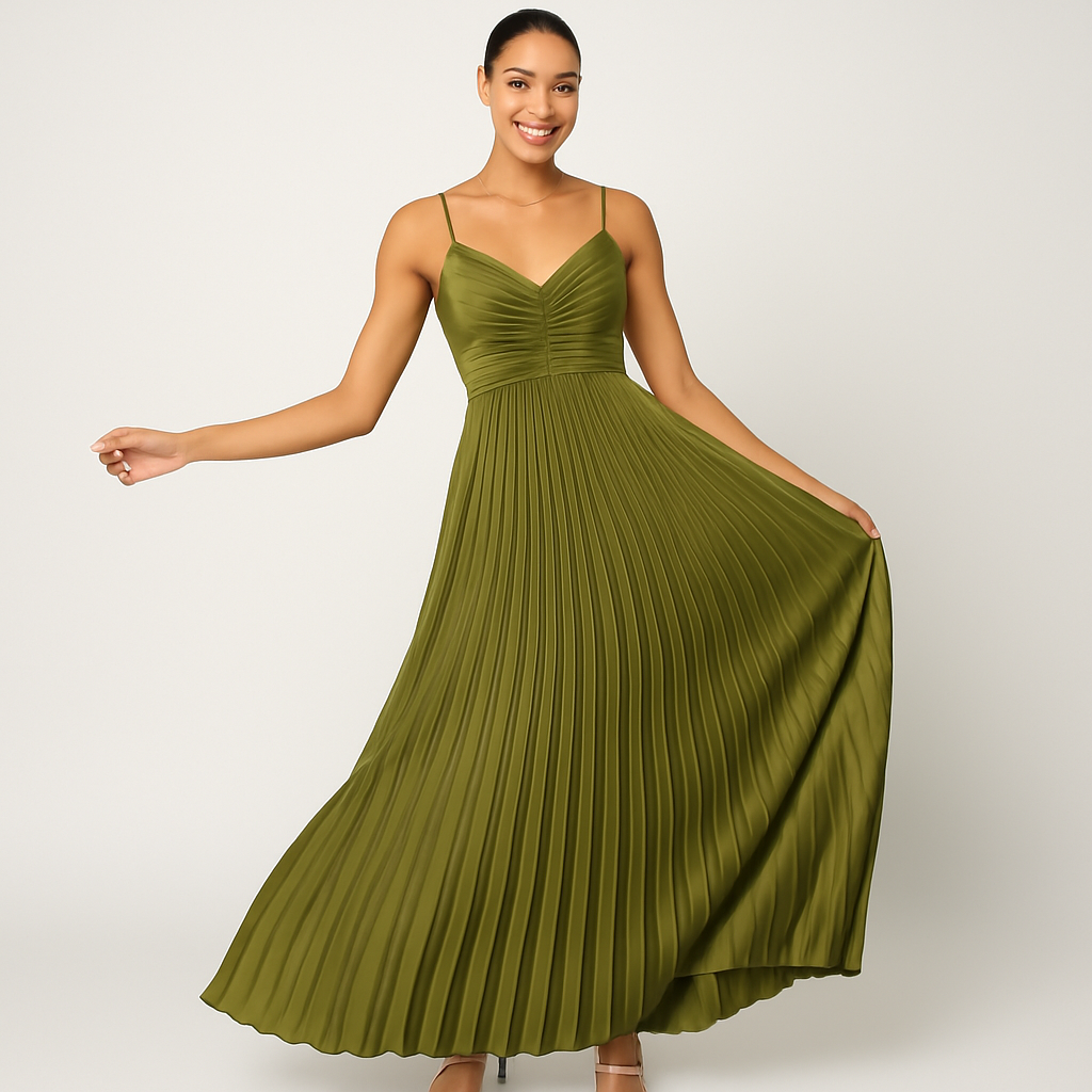 Elise – Robe midi plissée pour occasions élégantes