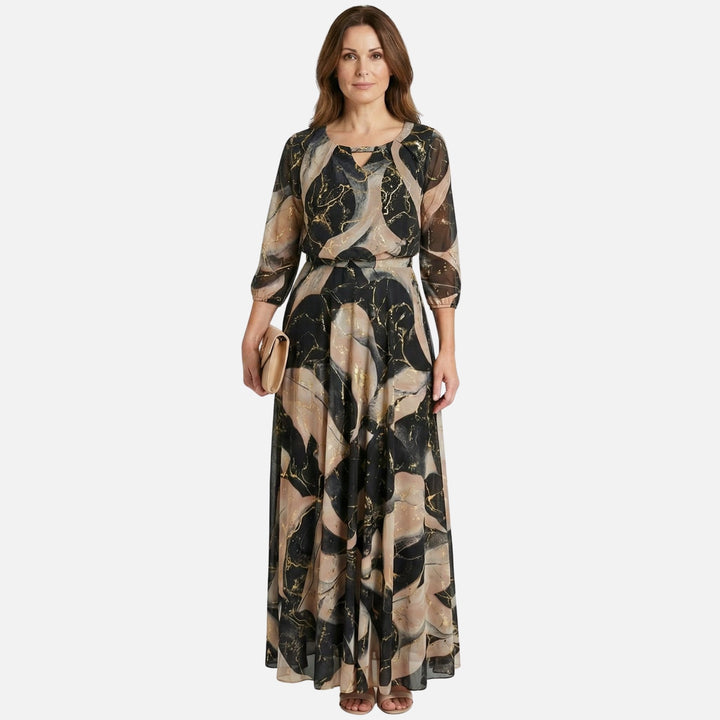 Zora | Robe Maxi Chiffon Femme Taille Élastique Décolleté en V – Robe Maxi en Chiffon