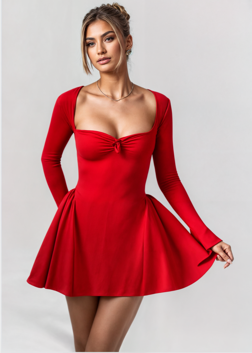 Clara | Robe mini plissée avec nœud