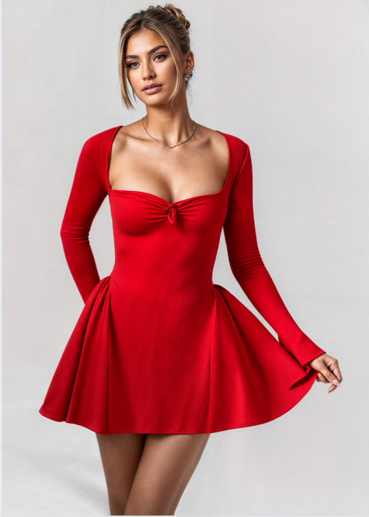 Clara | Robe mini plissée avec nœud