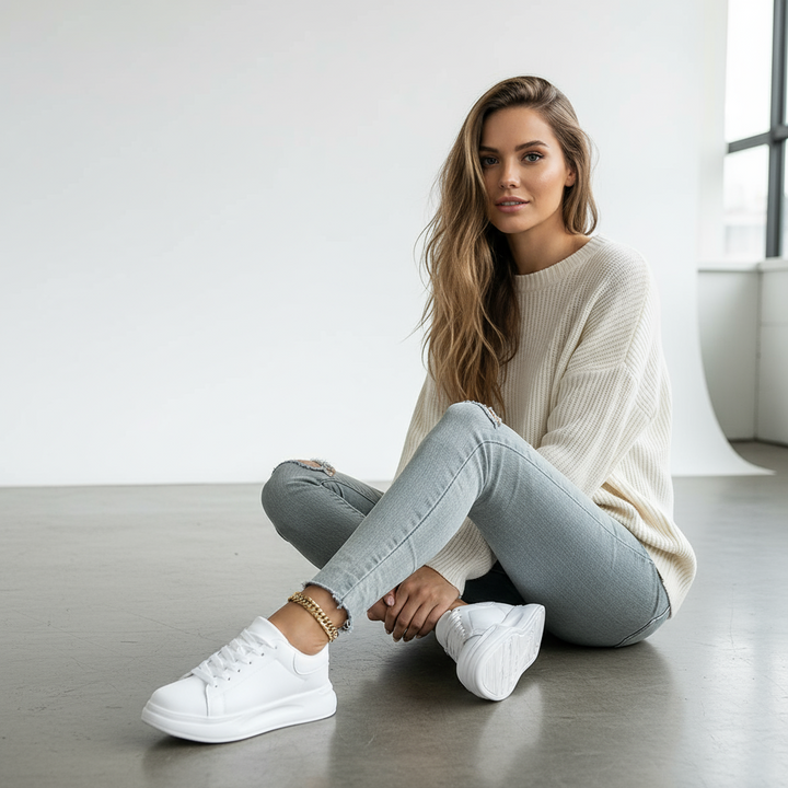 Baskets blanches confortables pour femmes