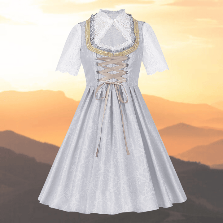 Robe Dirndl Oktoberfest Femme Gris Clair