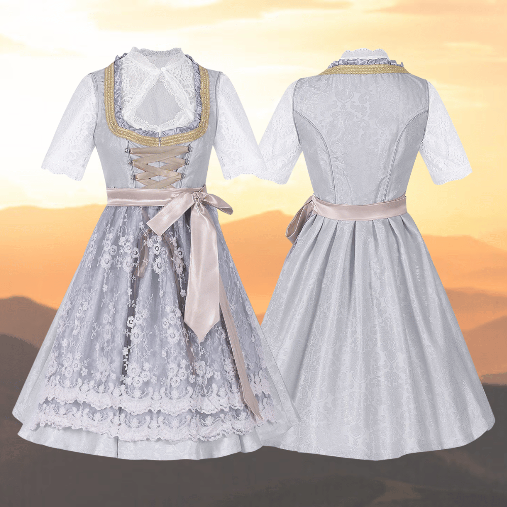 Robe Dirndl Oktoberfest Femme Gris Clair