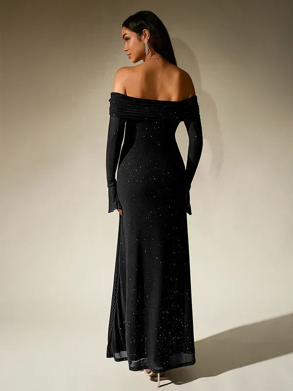 Alina - Robe de soirée pour femmes avec paillettes et manches transparentes