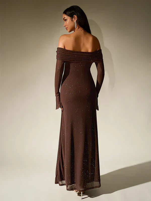 Alina - Robe de soirée pour femmes avec paillettes et manches transparentes