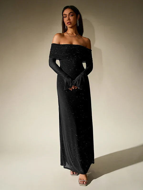 Alina - Robe de soirée pour femmes avec paillettes et manches transparentes