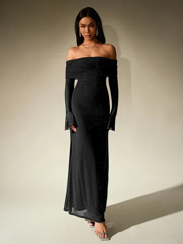 Alina - Robe de soirée pour femmes avec paillettes et manches transparentes