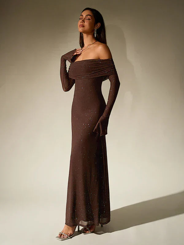 Alina - Robe de soirée pour femmes avec paillettes et manches transparentes