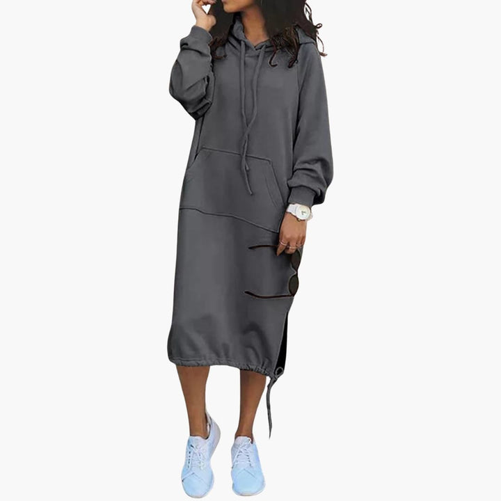 Robe Hoodie Femme avec Ourlet à Cordon et Poche Kangourou