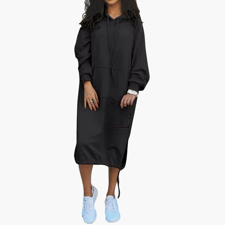 Robe Hoodie Femme avec Ourlet à Cordon et Poche Kangourou