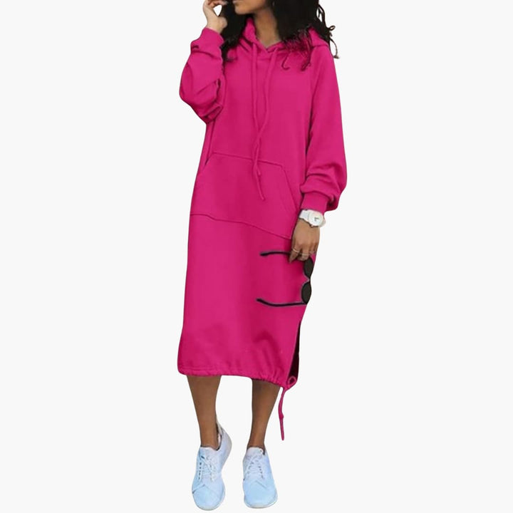Robe Hoodie Femme avec Ourlet à Cordon et Poche Kangourou
