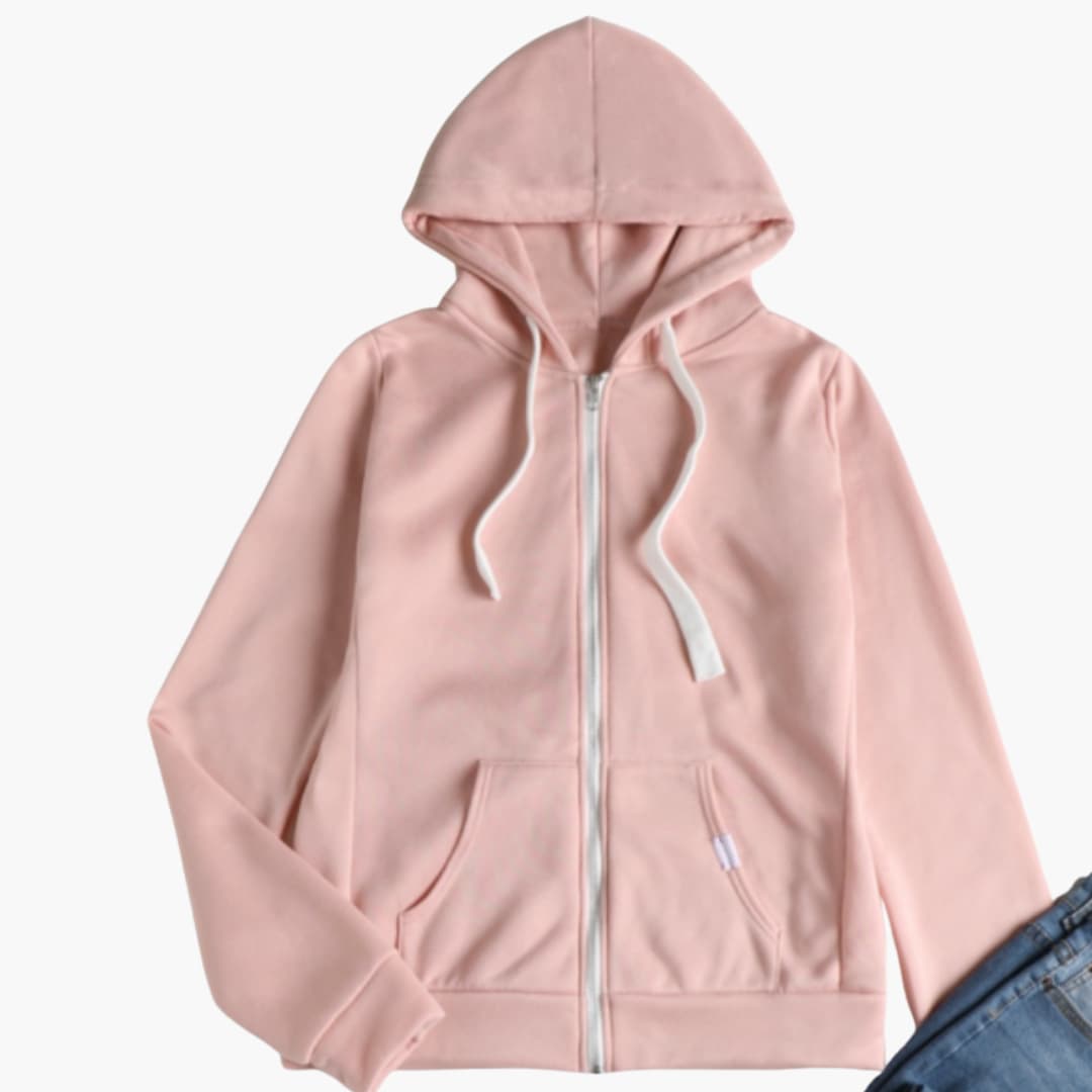 Hoodie femme avec fermeture éclair frontale et poche kangourou