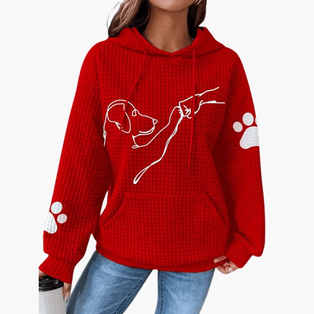 Hoodie Femme avec Motif de Chien et Poche Kangourou