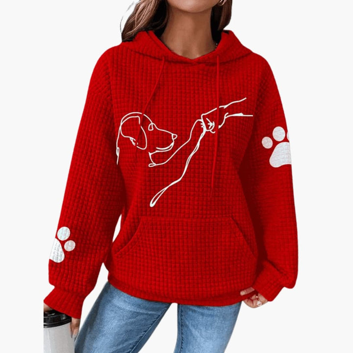 Hoodie Femme avec Motif de Chien et Poche Kangourou