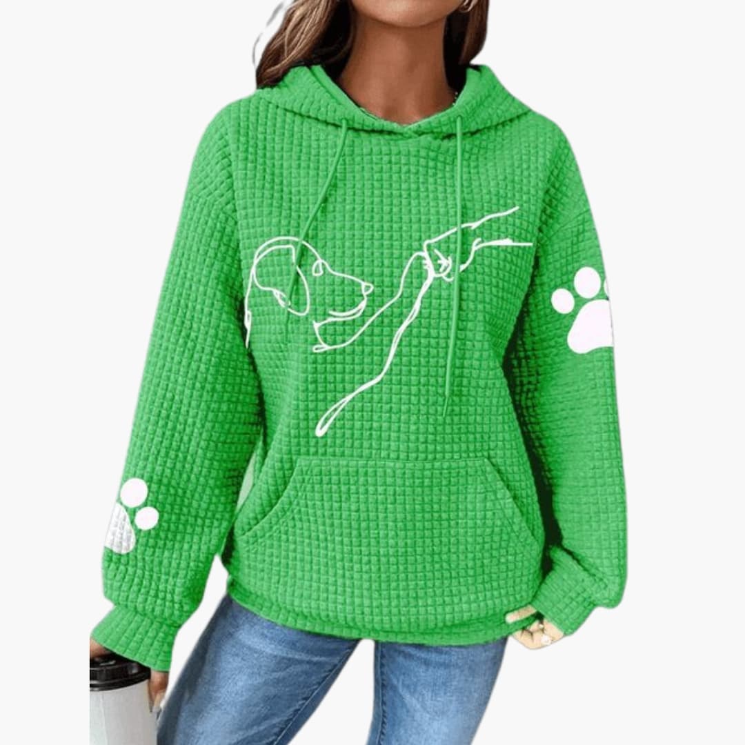 Hoodie Femme avec Motif de Chien et Poche Kangourou