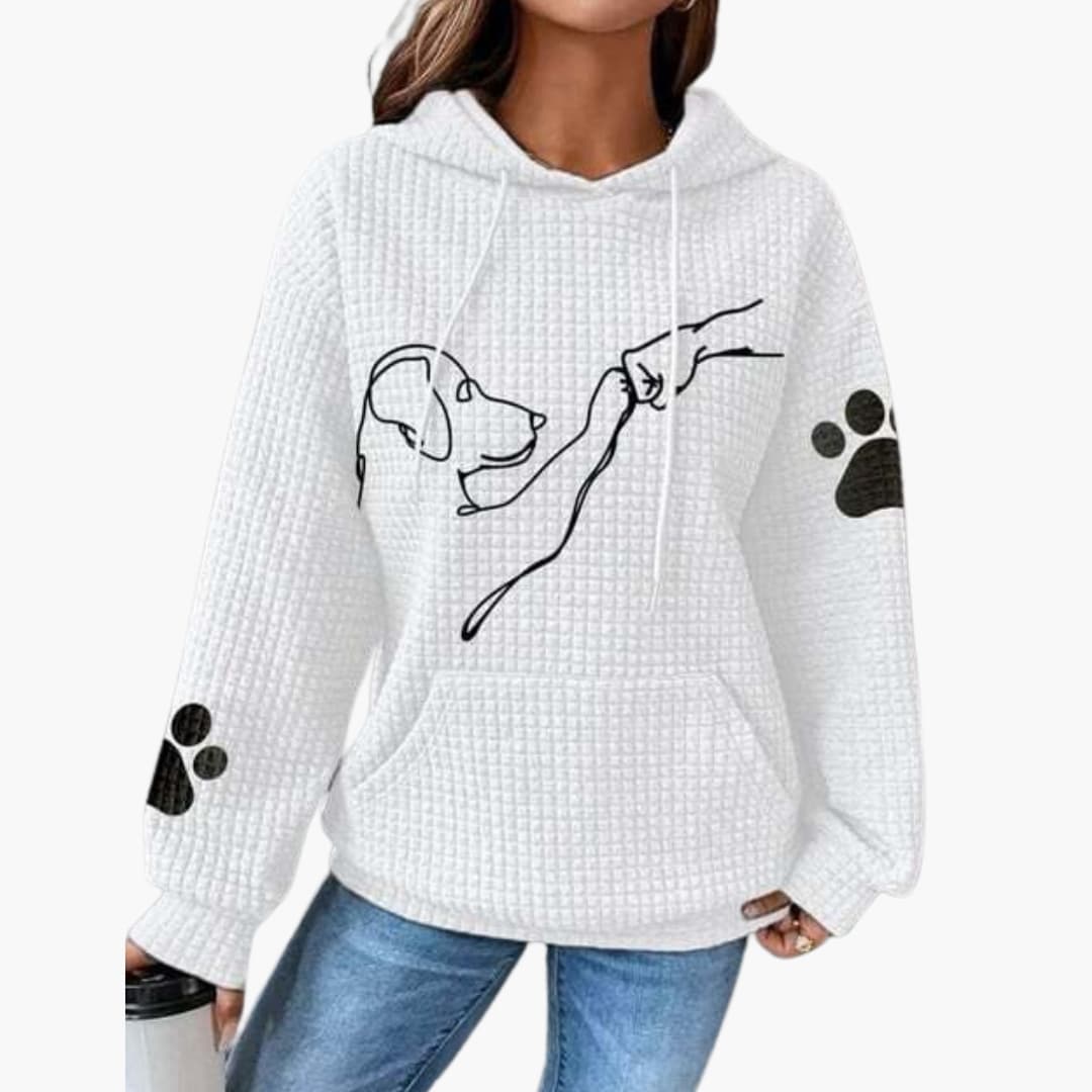 Hoodie Femme avec Motif de Chien et Poche Kangourou