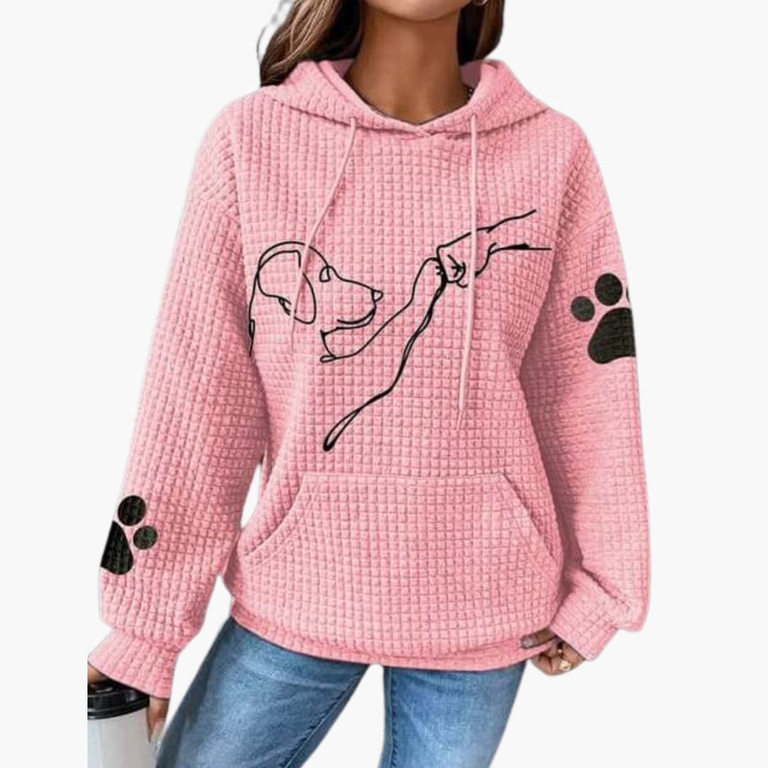Hoodie Femme avec Motif de Chien et Poche Kangourou