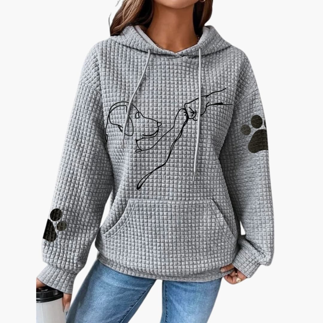 Hoodie Femme avec Motif de Chien et Poche Kangourou