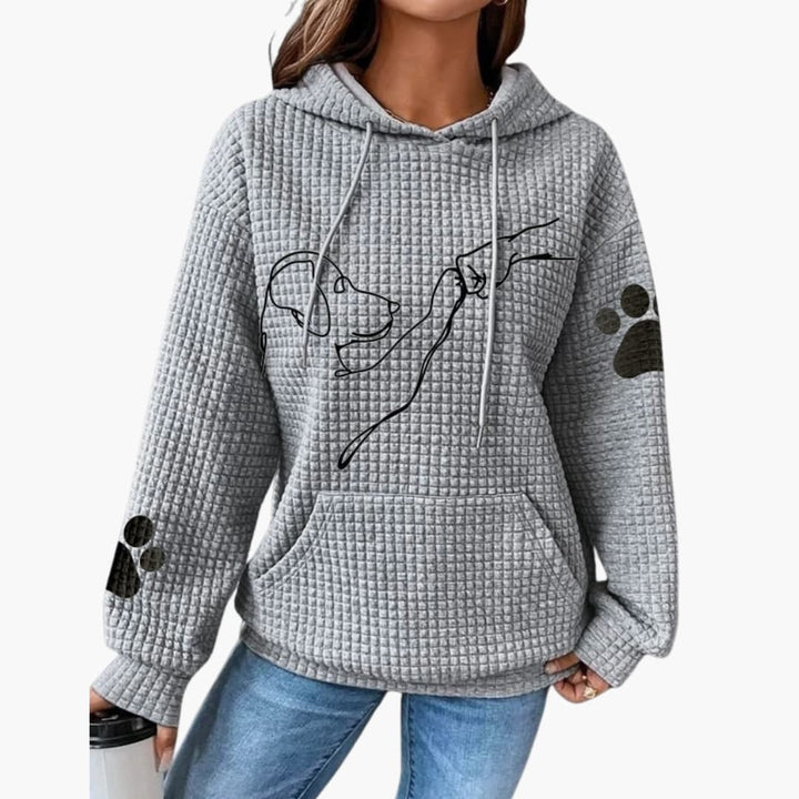 Hoodie Femme avec Motif de Chien et Poche Kangourou