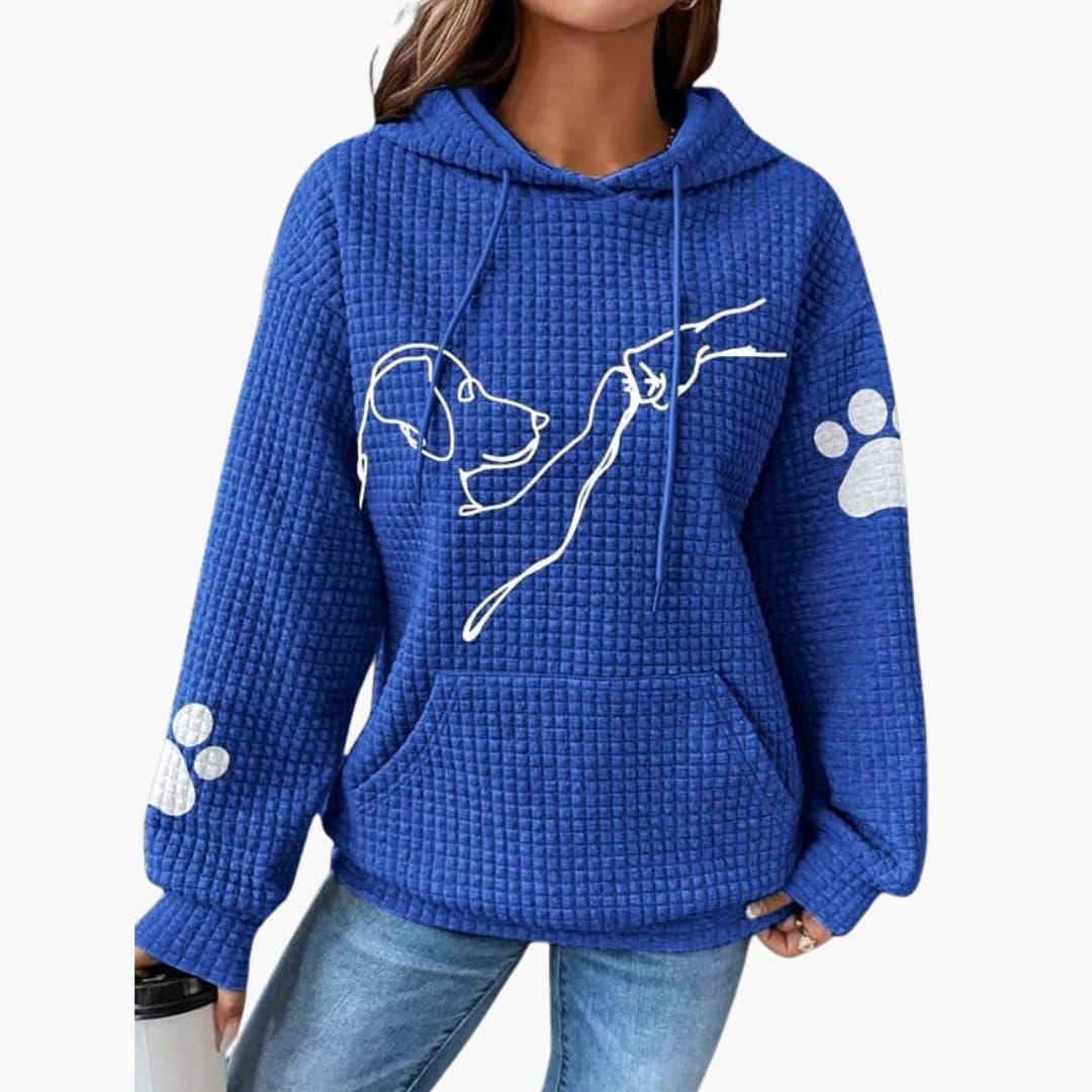 Hoodie Femme avec Motif de Chien et Poche Kangourou