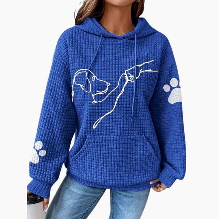 Hoodie Femme avec Motif de Chien et Poche Kangourou