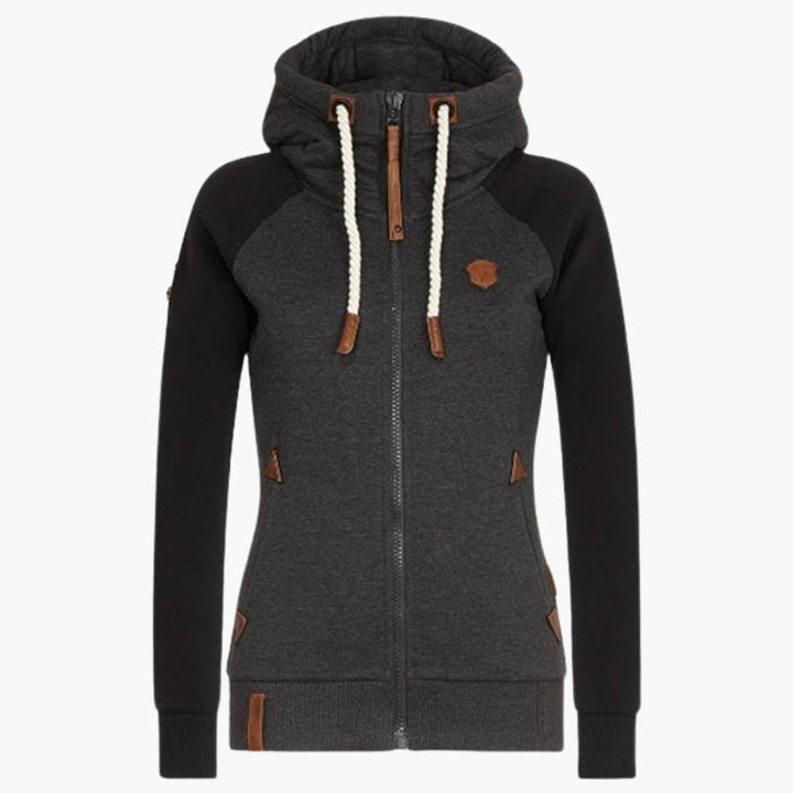 Sweat à capuche pour femmes avec fermeture éclair et cordon de serrage