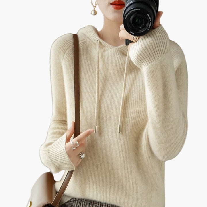 Pull à capuche pour femmes en tricot avec capuche et manches longues