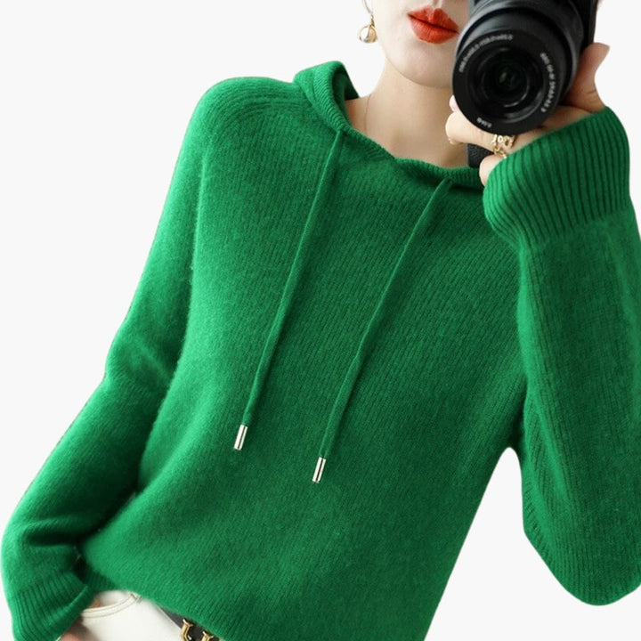 Pull à capuche pour femmes en tricot avec capuche et manches longues