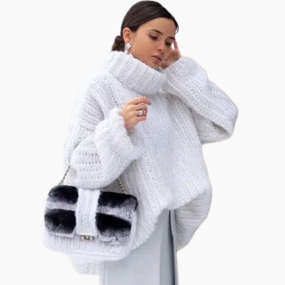 Pull en tricot oversize pour femmes avec col roulé