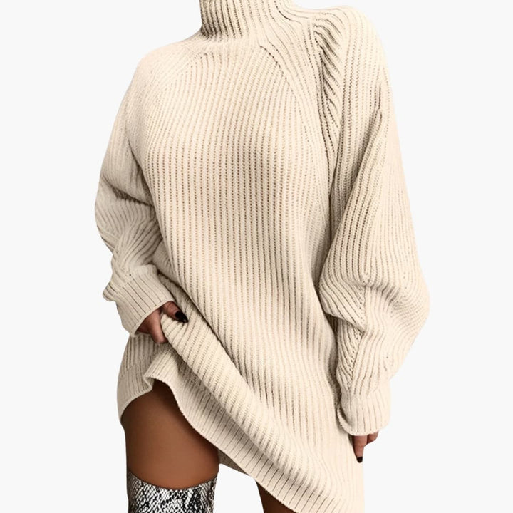 Pull oversized pour femmes avec col roulé et manches longues