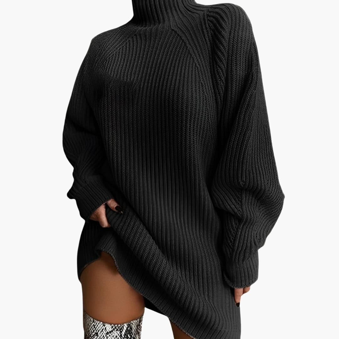 Pull oversized pour femmes avec col roulé et manches longues