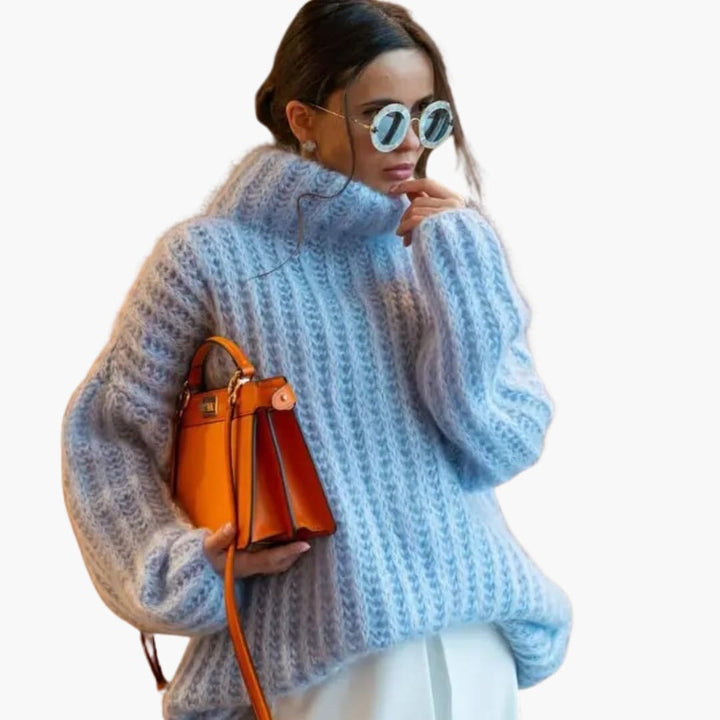 Pull oversized pour femmes avec col roulé