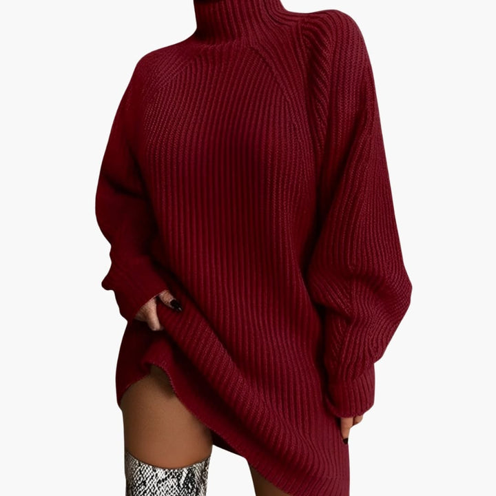 Pull oversized pour femmes avec col roulé et manches longues