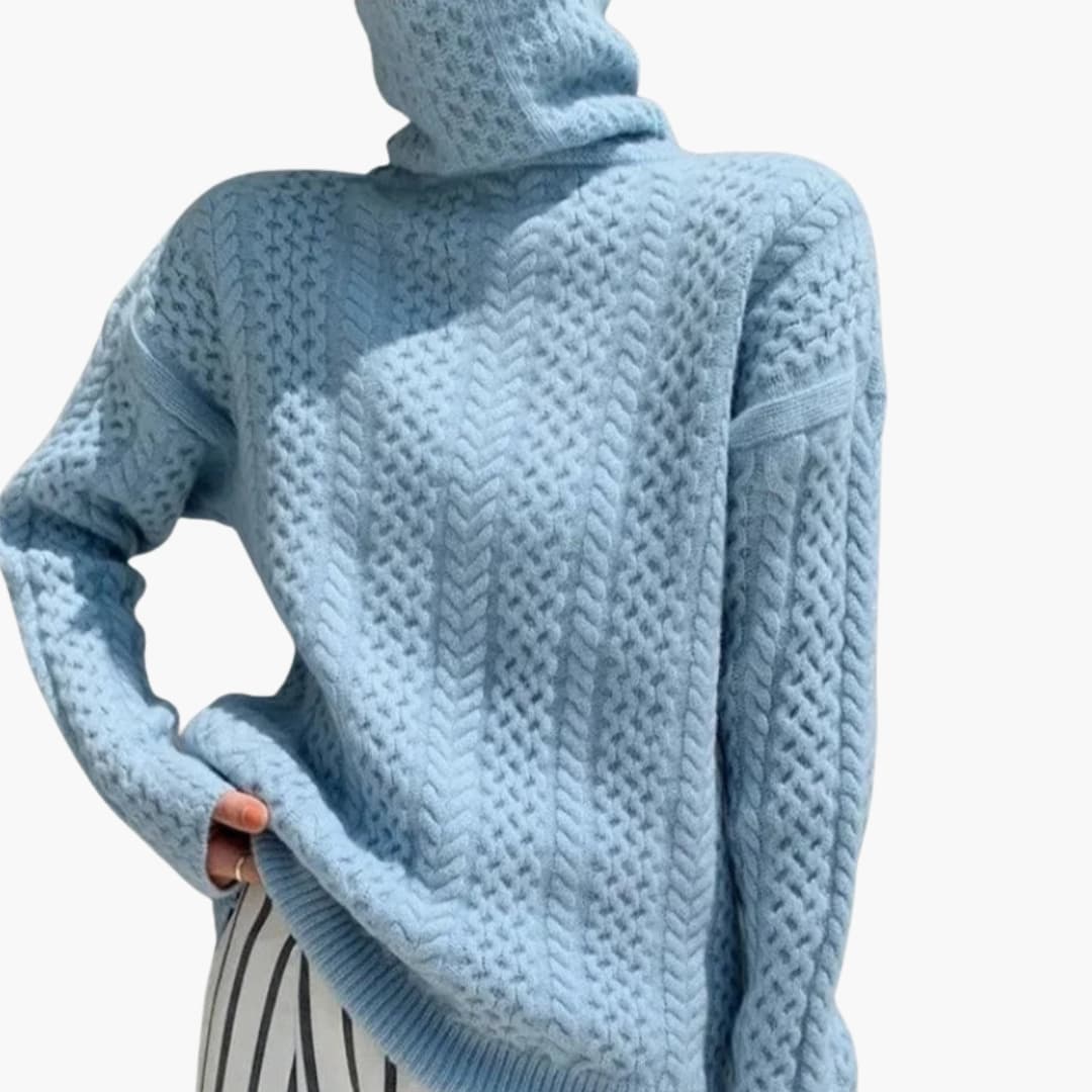 Pull à col roulé pour femmes avec motif en torsades