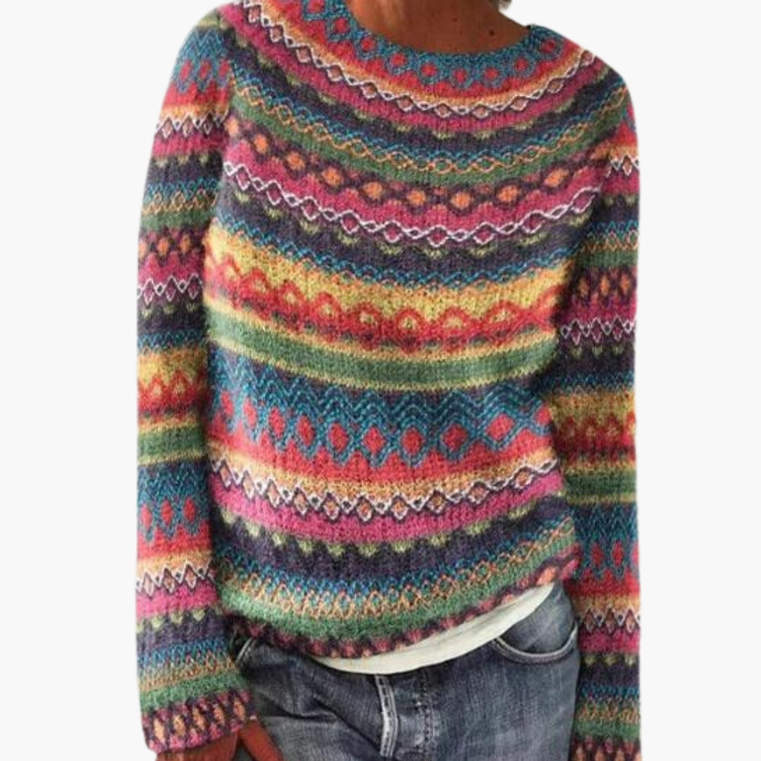 Pull en tricot pour femmes avec col rond
