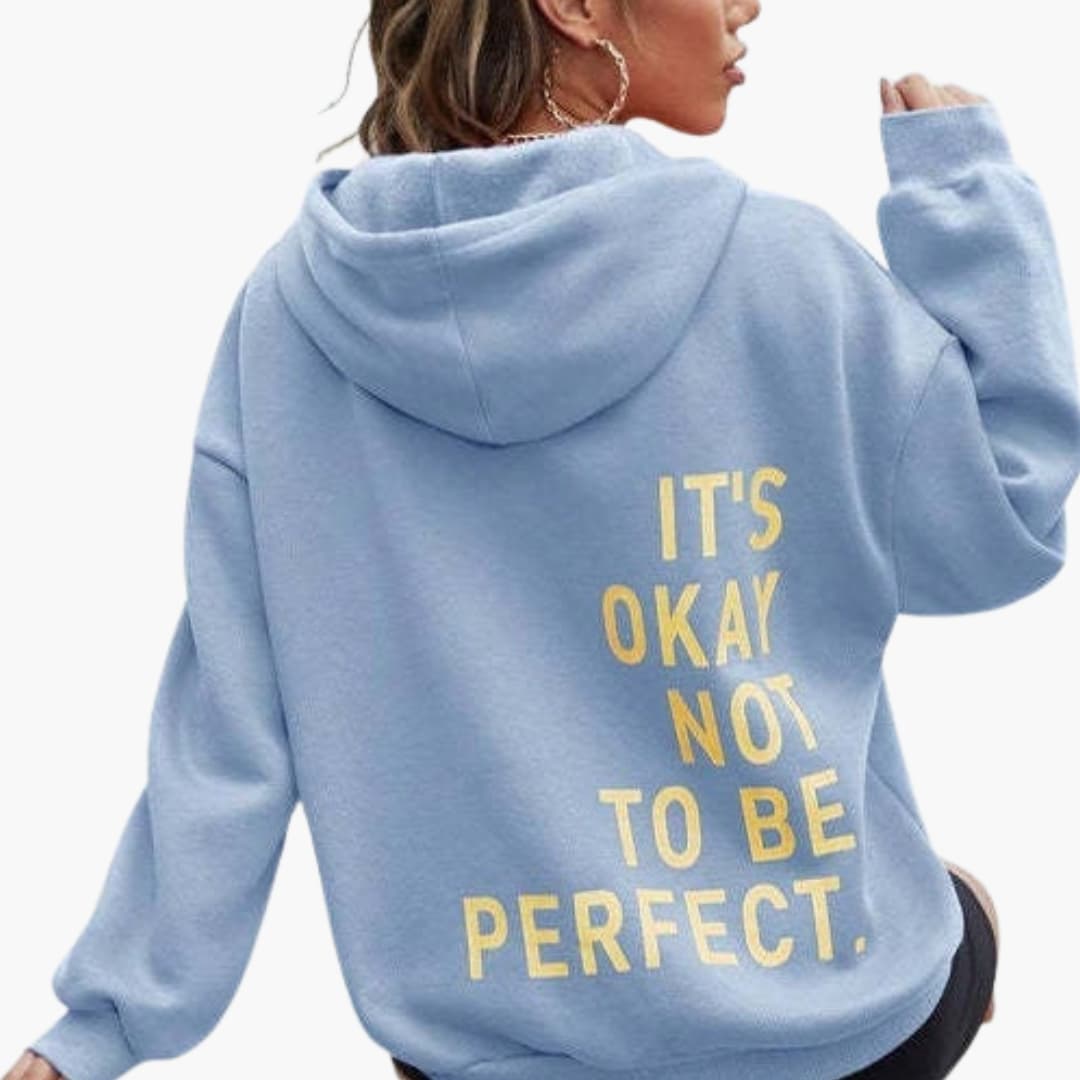 Hoodie Femme à Imprimé Textuel avec Capuche à Cordon