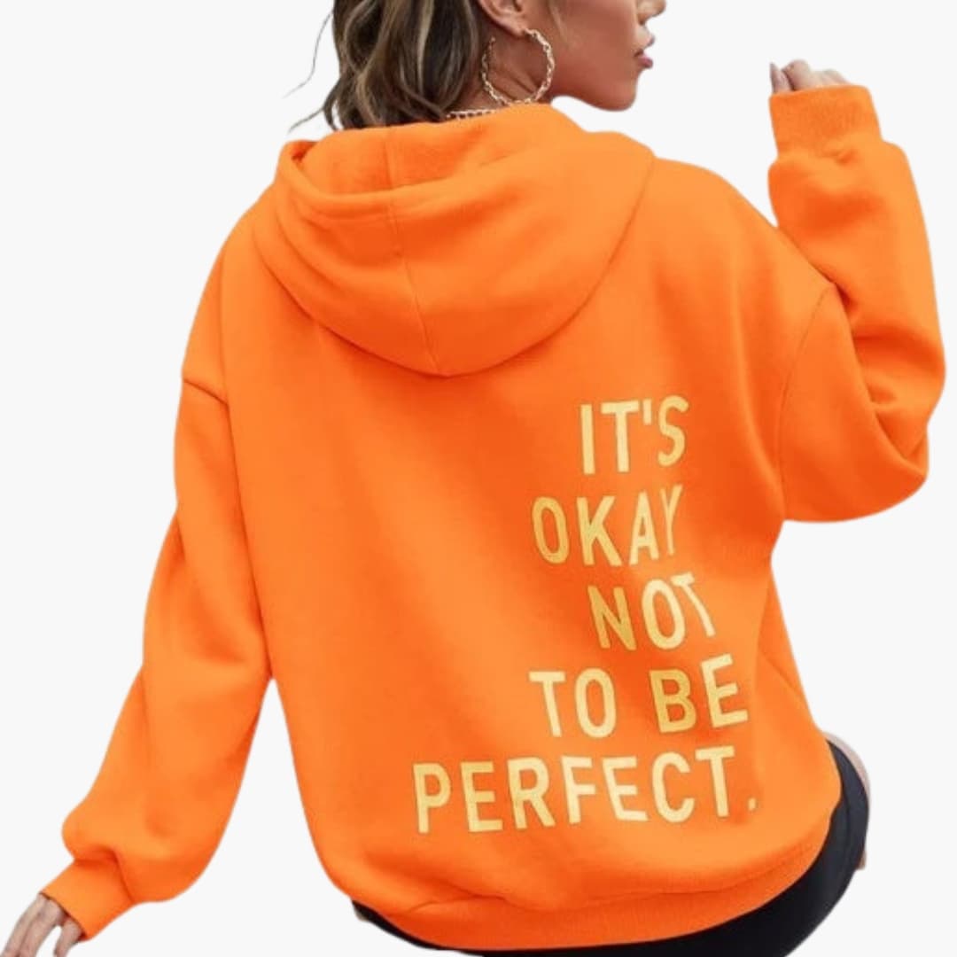 Hoodie Femme à Imprimé Textuel avec Capuche à Cordon