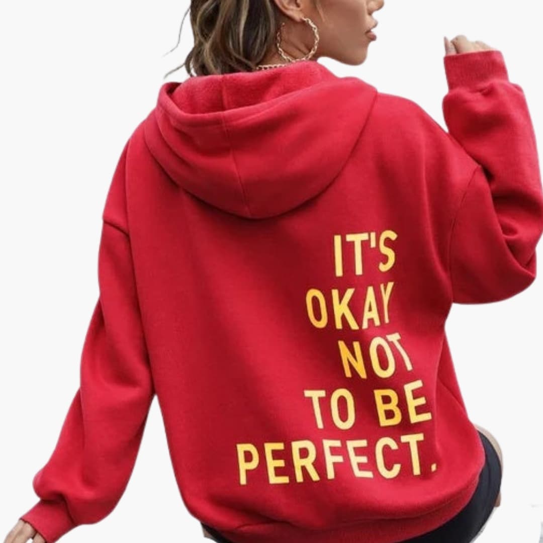 Hoodie Femme à Imprimé Textuel avec Capuche à Cordon